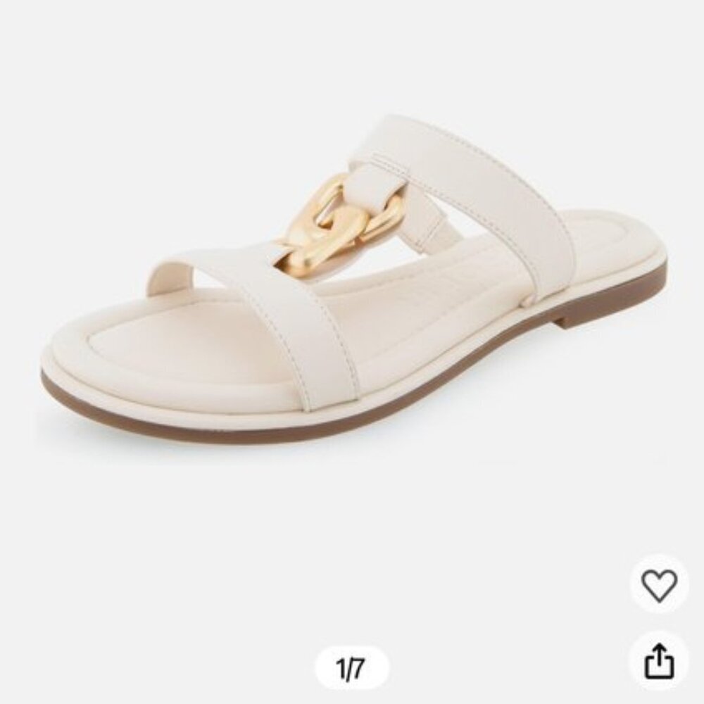NIB Aerosoles Women’s Geraldine Slide Sandal – Eggnog PU Leather, Size 8M